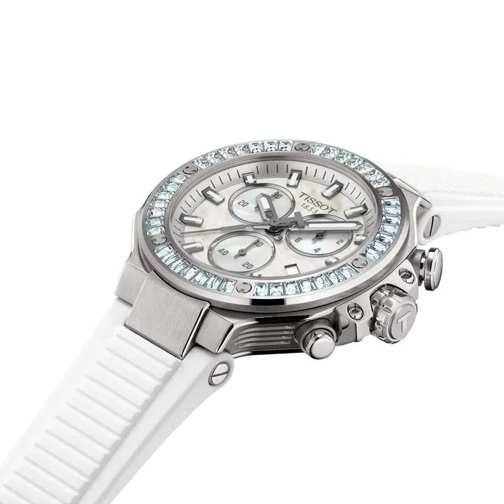 Tissot T- Race T141.817.97.111.00 Q Chronograph Stahl ZB Perlmutt weiss Lunette Keramik 38mm