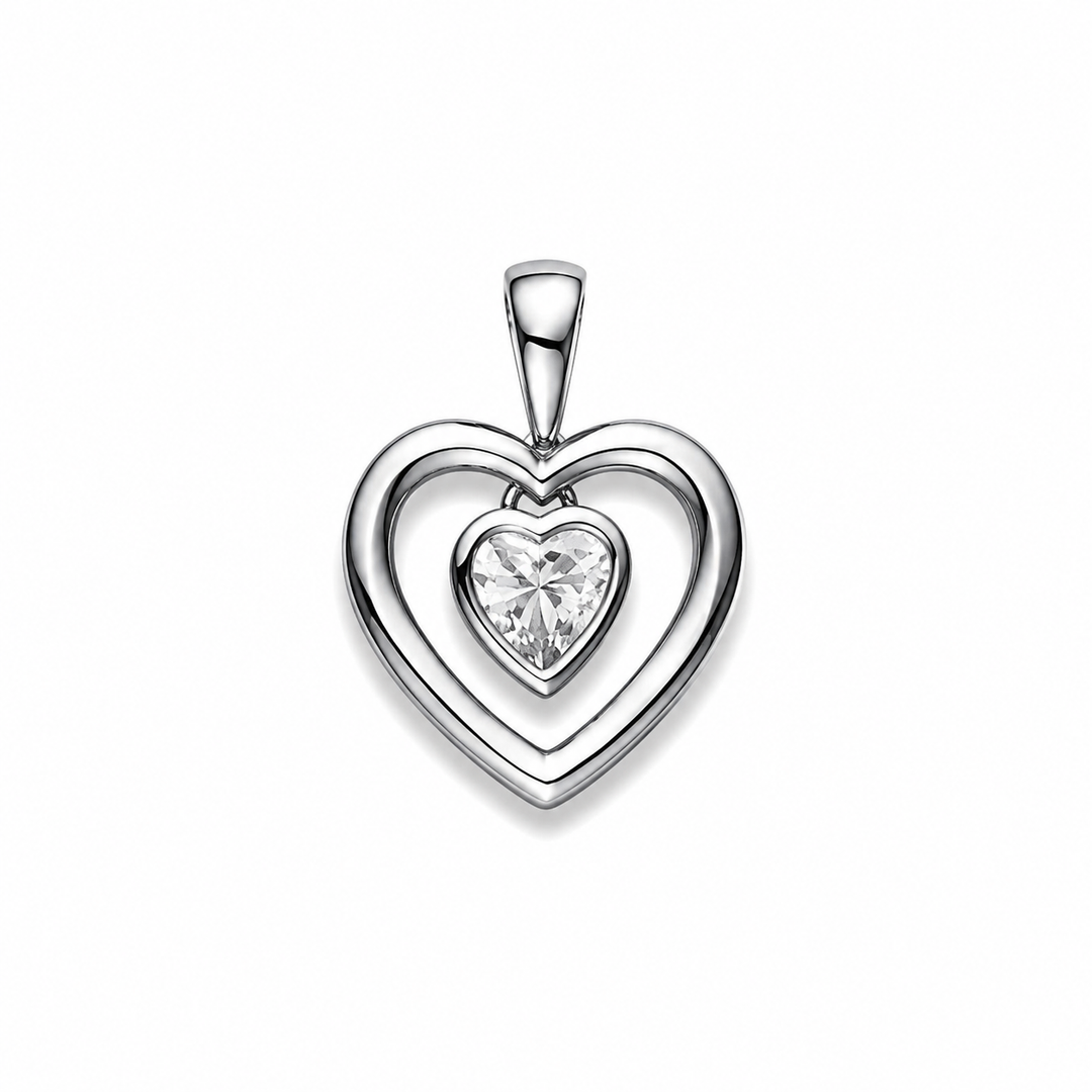 Anhänger Herz Silber 925 weiss silver classics , poliert, rhodiniert 1 Zirkonia