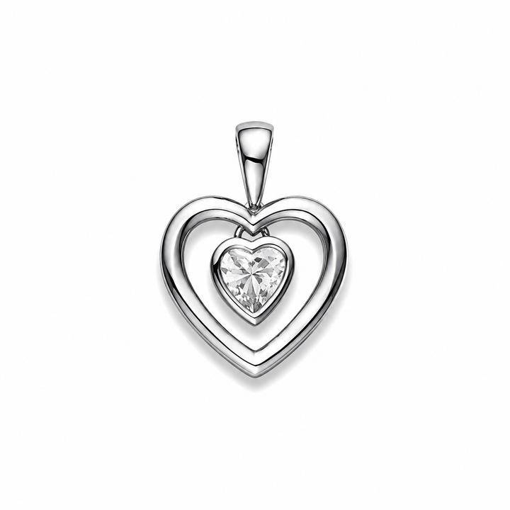 Anhänger Herz Silber 925 weiss silver classics , poliert, rhodiniert 1 Zirkonia