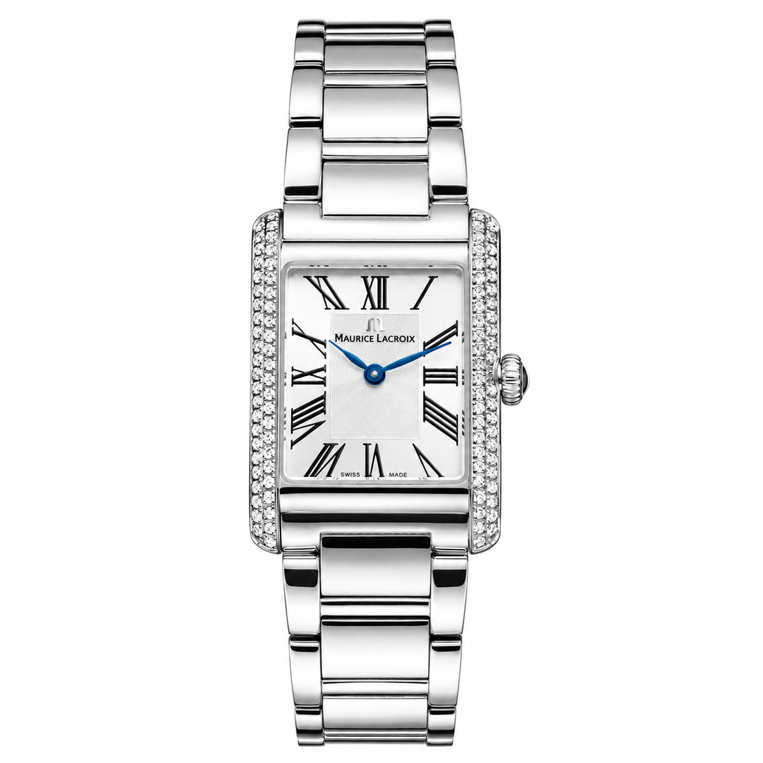 Maurice Lacroix Fiaba Square Diamonds Q FA1205-SD502-110-1 Stahl ZB Silber Römisch 24 x 34mm