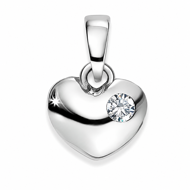 Anhänger Herz Silber rhodiniert mit 1 Zirkonia poliert 8.3x7.3mm