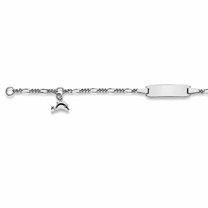 ID Namens-Armband Silber mit Delphin rohdiniert 12/14cm