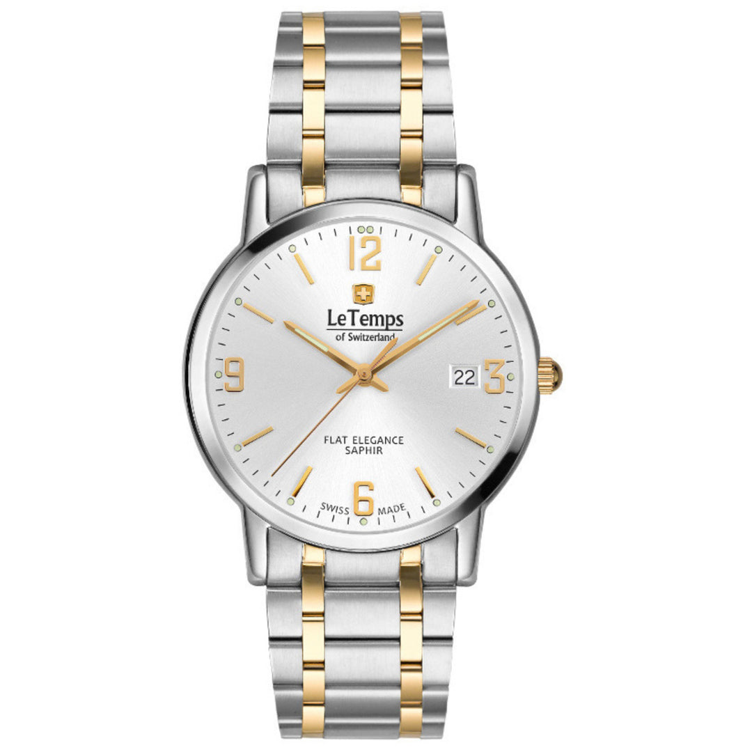 Les Temps LT1087.66BT01 Flat Elegance Gent Q Stahl+PVD gelb ZB Silber Index 38mm