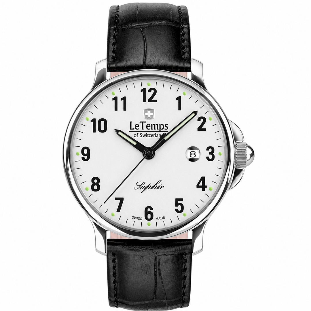 Le Temps Q Zafira LT1067.01BL01 Gent XL Stahl ZB weiss Arabisch 41mm