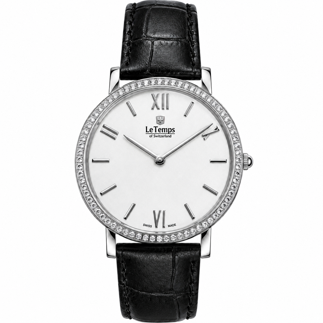 Le Temps Zafira Swarovsky Q LT1086.04BL01 Stahl ZB Römisch Index Lunette Swarovsky 34mm