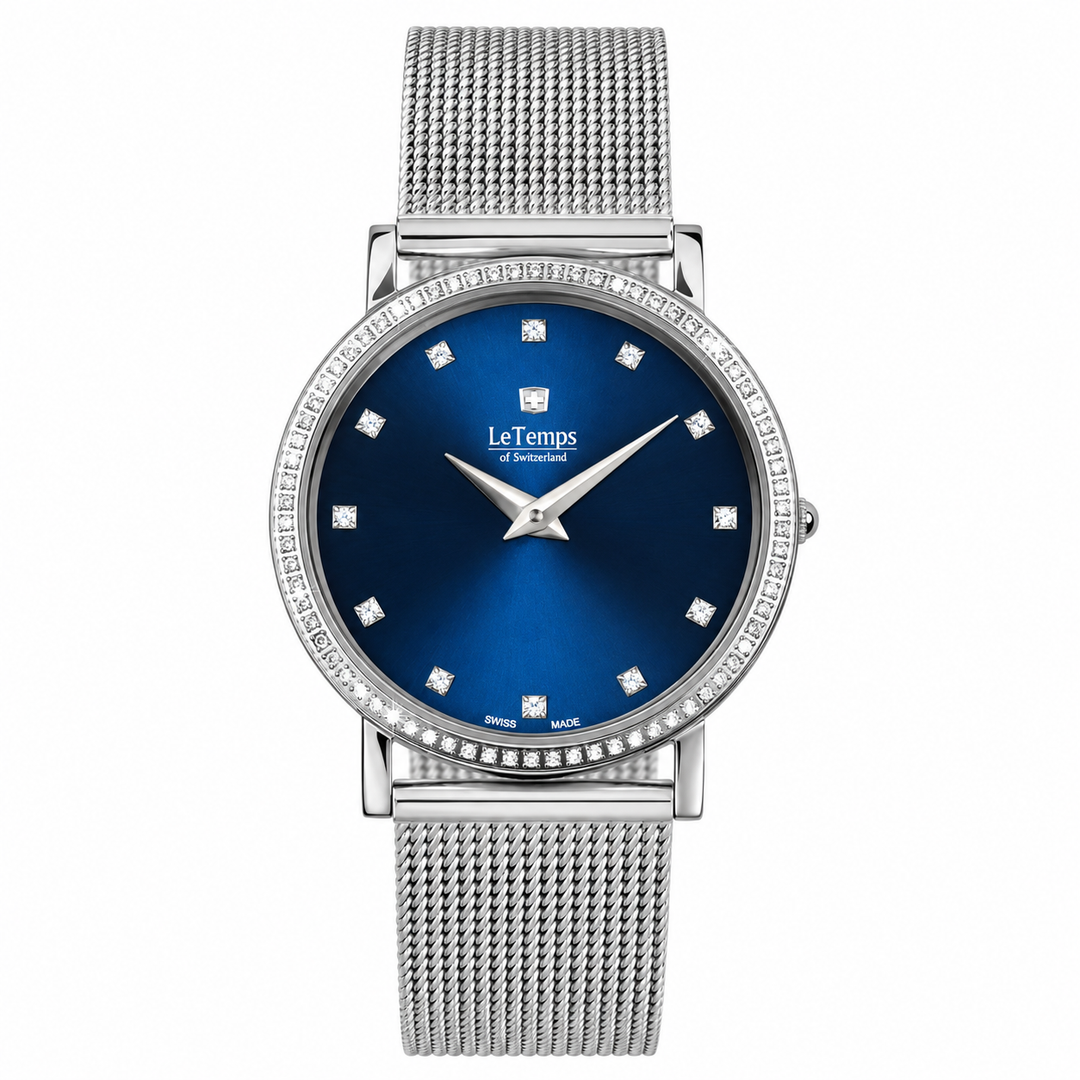 Le Temps Zafira Slim Swarovsky Q LT1086.13BS01 Stahl ZB blau 34mm