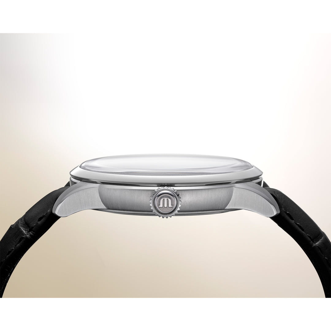 Maurice Lacroix 1975 756048-SS001-130-2 Stahl ZB Silber Index Automatik Vagues Du Jura Limited Edition Lederband 40mm
