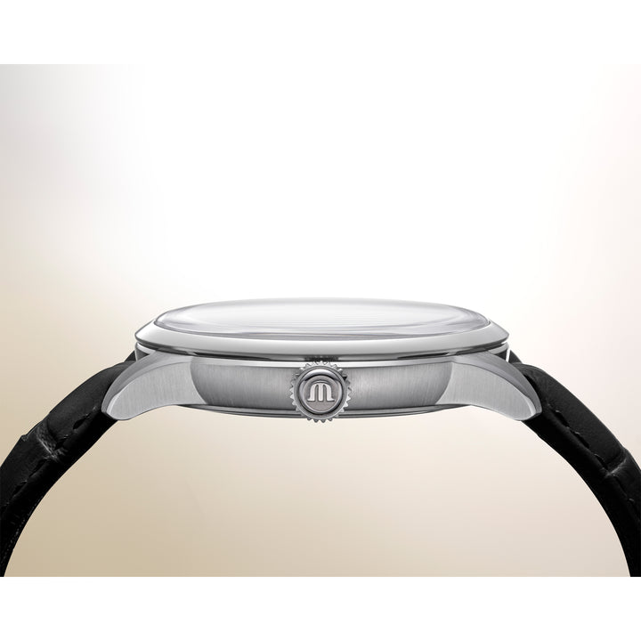Maurice Lacroix 1975 756048-SS001-130-2 Stahl ZB Silber Index Automatik Vagues Du Jura Limited Edition Lederband 40mm