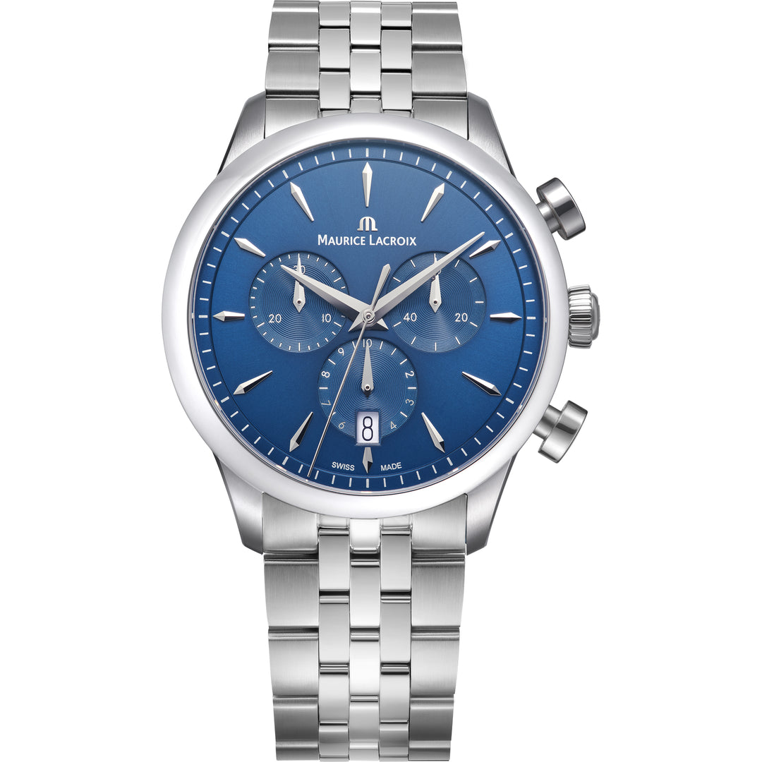 Maurice Lacroix 1975 751038-SS002-430-1 Stahl Q Chronograph ZB blau Index mit Metallband 40mm