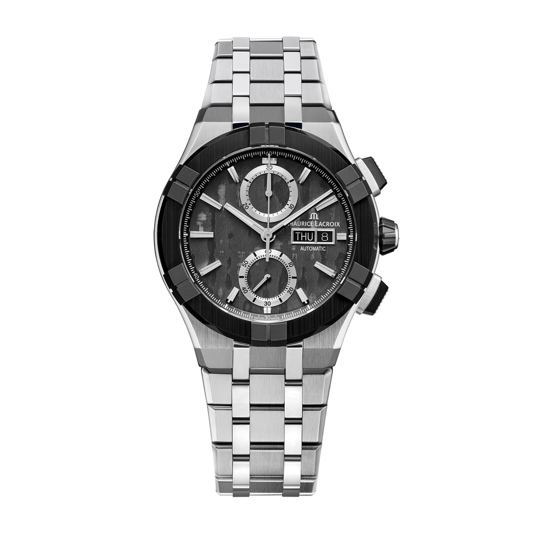 Maurice Lacroix Aikon AC6038-S1C31-330-1 Chronograph  Stahl ZB schwarz Index Lunette 43mm
