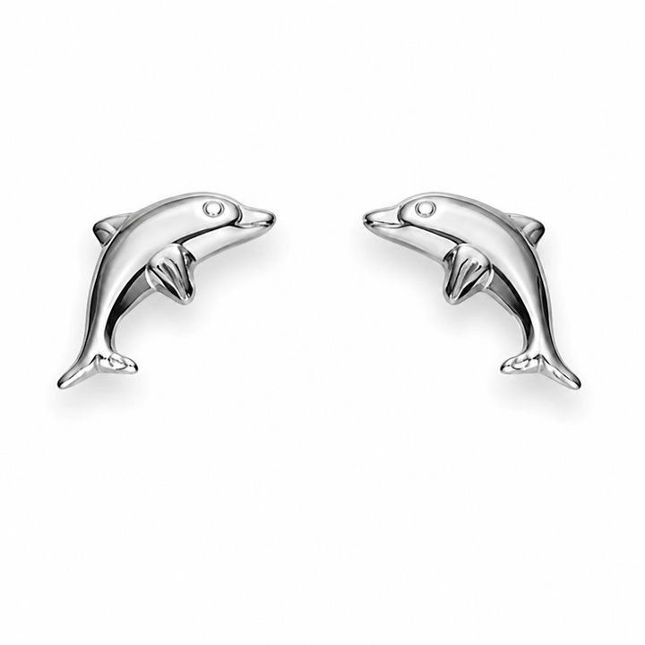 Ohrstecker Delphin Silber rhodiniert poliert 10x4mm