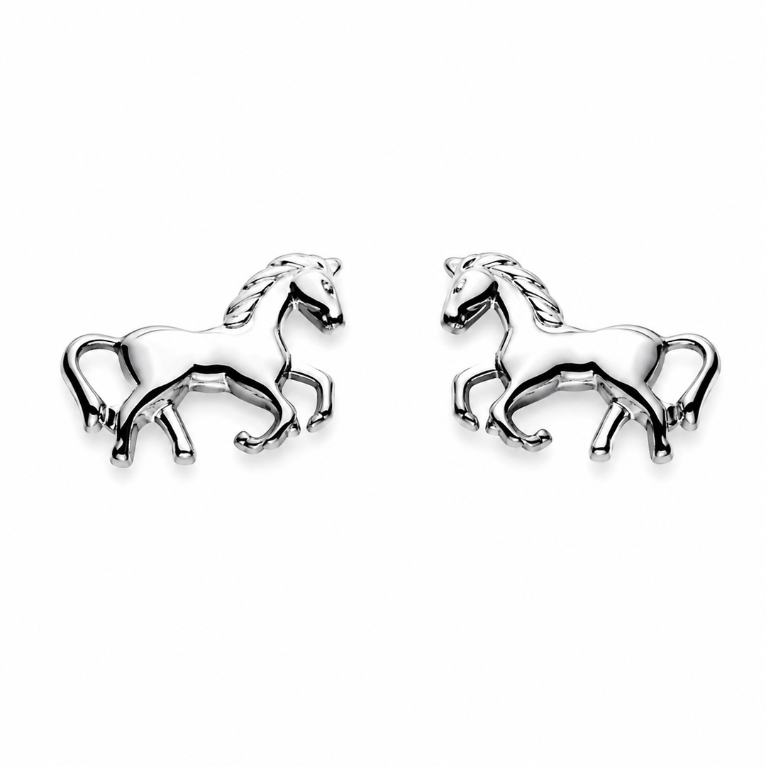 Ohrstecker Silber Pferd rhodiniert poliert 6x10mm