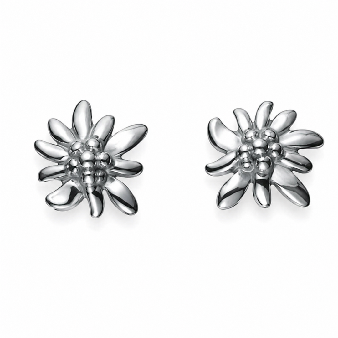 Ohrstecker Edelweiss Silber rhodiniert poliert 8mm