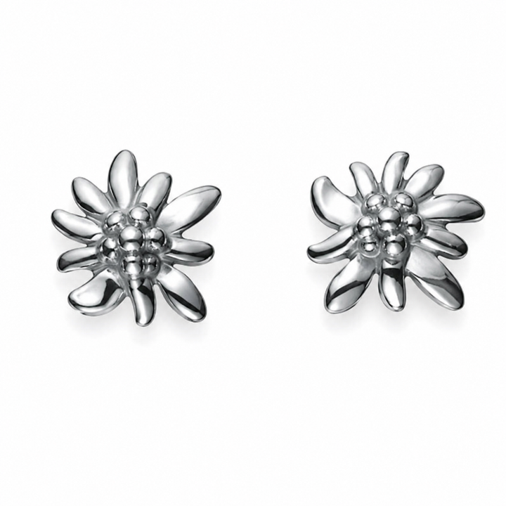 Ohrstecker Edelweiss Silber rhodiniert poliert 8mm