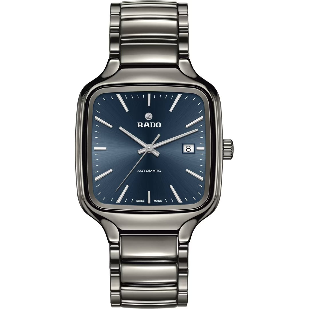 Rado L Truesquare R27077202 Automatic Plasma Keramik grau Zifferblatt blau Index Band Plasma Keramik38mm