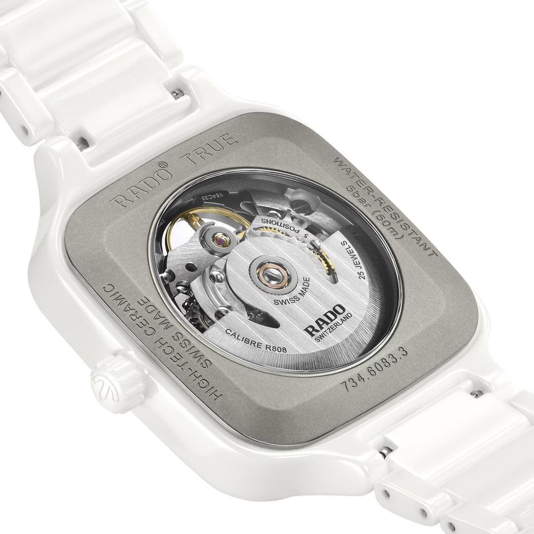 Rado L True Square R27126012 Automatic Keramik weiss Open Heart 38mm