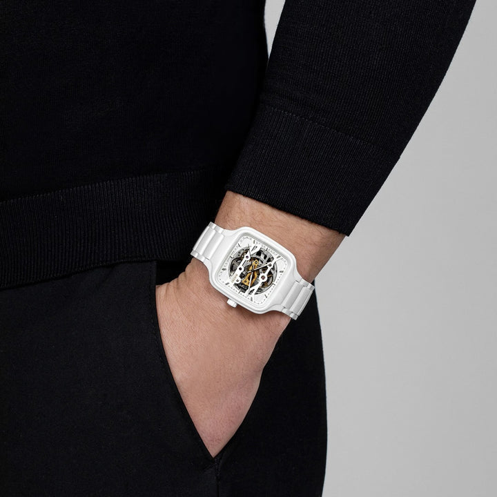 Rado L True Square R27126012 Automatic Keramik weiss Open Heart 38mm