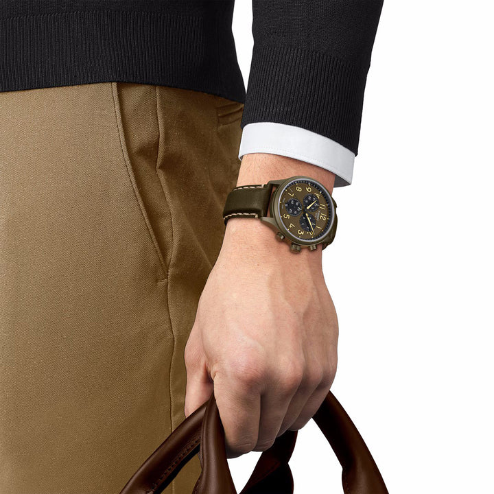 Tissot Chrono XL Vintage T116.617.36.092.00 Q Stahl PVD Khaki ZB grün Arabisch Lederband