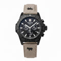 Trauffer Q Sport TR-OD-02-NT-71 Chronograph Stahl PVD schwarz ZB schwarz Index Textilband beige 44mm