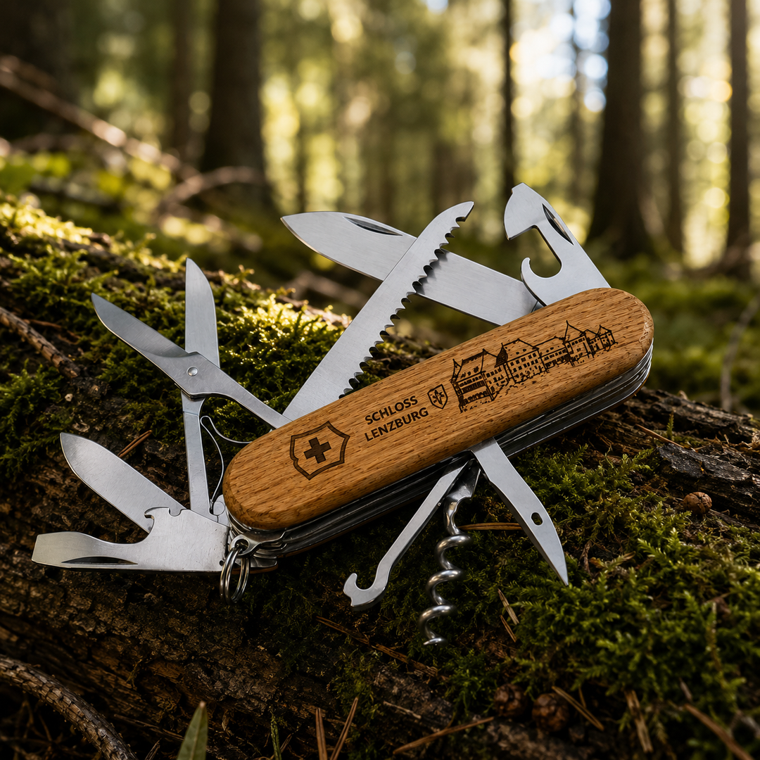 Victorinox Huntsman 1.3711.63 Schloss Lenzburg Wood mit Gravur Schloss Lenzburg Walnussholz  91mm