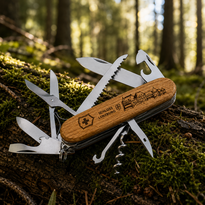 Victorinox Huntsman 1.3711.63 Schloss Lenzburg Wood mit Gravur Schloss Lenzburg Walnussholz  91mm